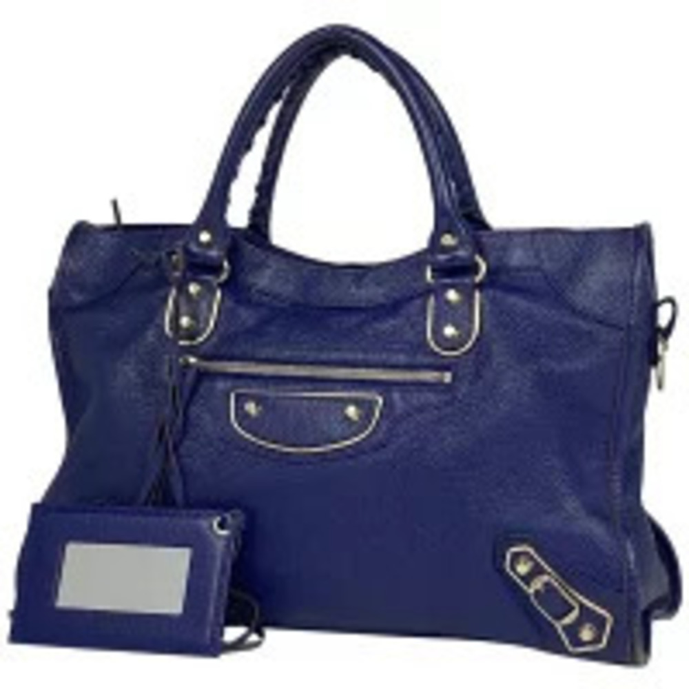 Balenciaga The City Shoulder Bag Handbag Leather Blue